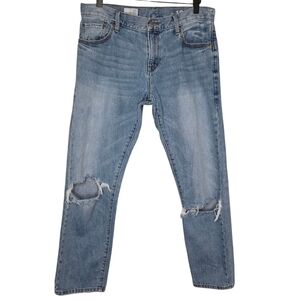 GAP Womens Mid Rise Medium Wash Distressed Sexy Boyfriend Denim Jeans Size 27